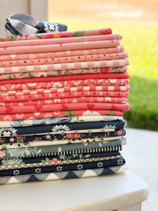 Pink and Navy Fat Quarter Bundle (25pieces)