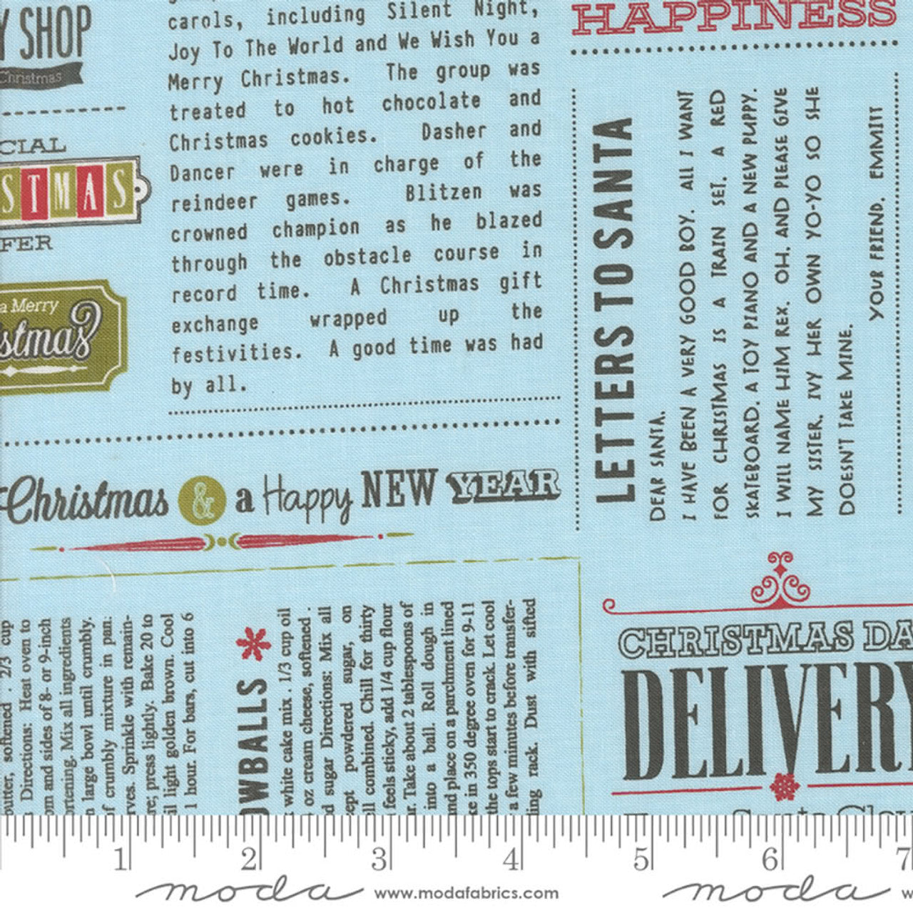 5 YARD CUT Emmitt and Ivy In the News Aquaby Sweetwater for Moda 55690 16