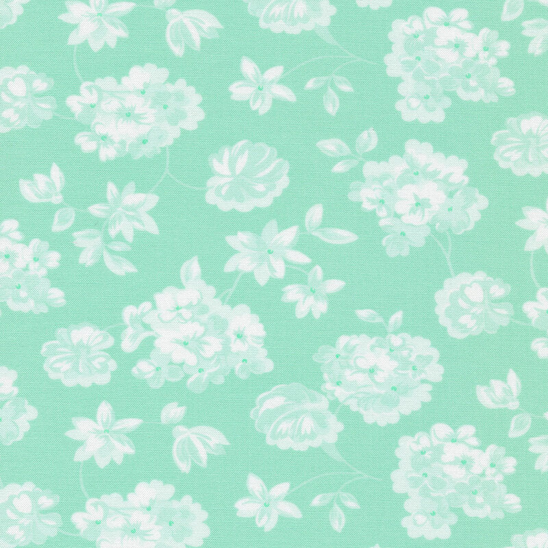 5 YARD CUT Lighthearted Floral Aqua by Camille Roskelley for Moda 55291 23