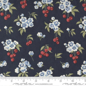 5 YARD CUT Isabella Cherry Blossom Floral Navy by Minick and Simpson for Moda 14941 16