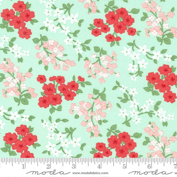 5 YARD CUT Lighthearted Gather Florals Aqua by Camille Roskelley for Moda 55294 14