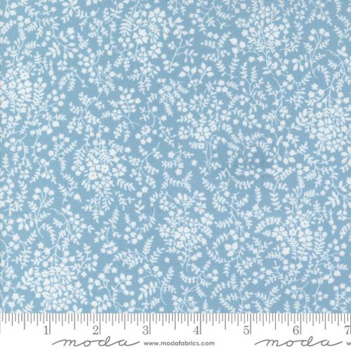 5 YARD CUT Shoreline Small Round Bouquet Light Blue by Camille Roskelley for Moda 55304 22
