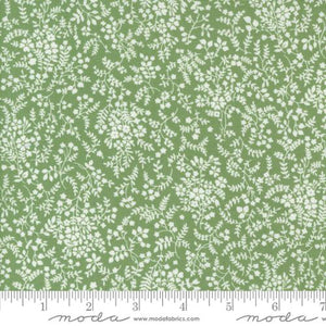 5 YARD CUT Shoreline Small Round Bouquet Green Blue by Camille Roskelley for Moda 55304 25