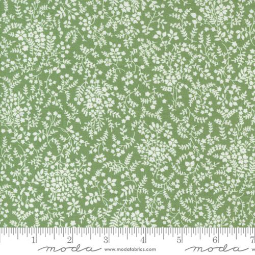 5 YARD CUT Shoreline Small Round Bouquet Green Blue by Camille Roskelley for Moda 55304 25