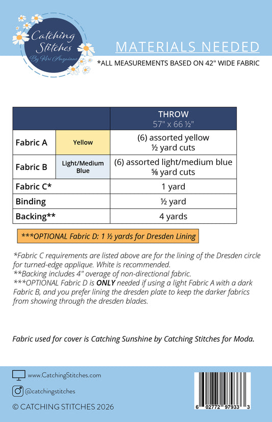 Chance of Sunshine by Catching Stitches #241 PDF Pattern