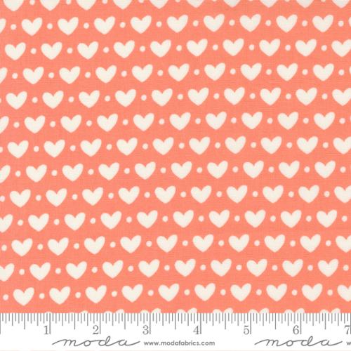 5 YARD CUT Sincerely Yours Coral Hearts By Sherri and Chelsi for Moda 37610 15 (SC)