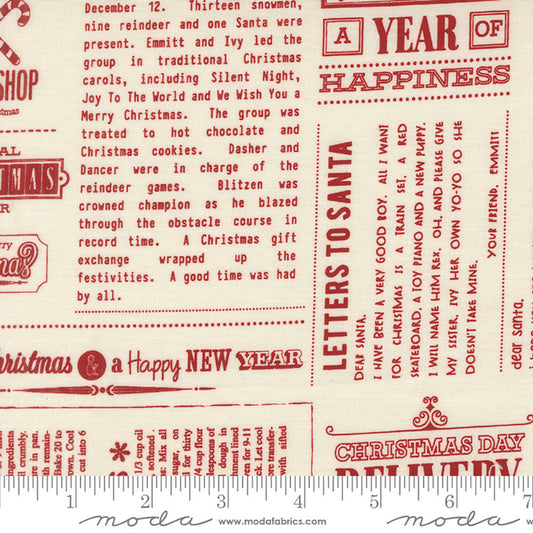 5 YARD CUT Emmitt and Ivy In the News Red by Sweetwater for Moda 55690 21