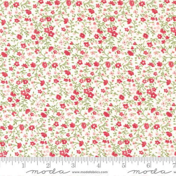 5 YARD CUT Lighthearted Aqua Red Mini Floral by Camille Roskelley for Moda 55297 14