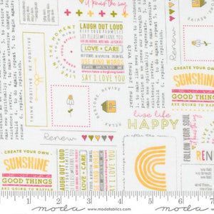 5 YARD CUT Renew Text Collage Uplifting Sayings by Sweetwater for Moda 55560 15 (SC)