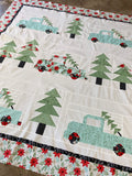 Vintage Christmas Kit - Little Tree Fabric/Aqua trucks (Pattern not included)