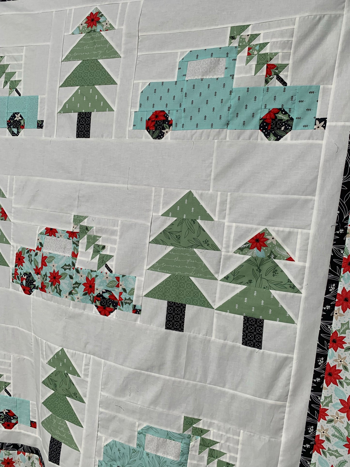 Vintage Christmas Kit - Little Tree Fabric/Aqua trucks (Pattern not included)